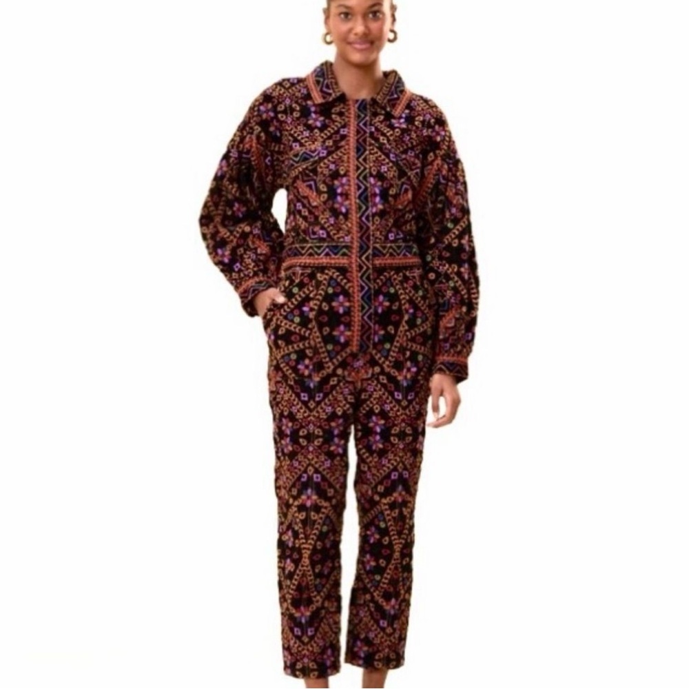 Farm Rio Corduroy Patterned Jumpsuit